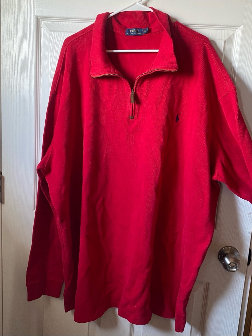 Polo Ralph Lauren Sweater Mens 3XLT Tall Red Quarter Zip Mock Neck Pullover